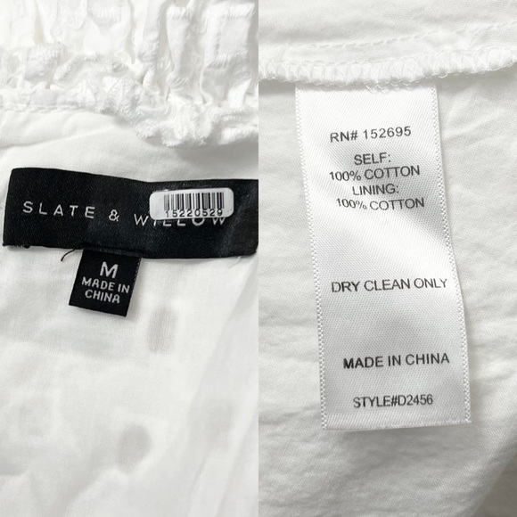 SLATE & WILLOW Cotton Eyelet Smocked Waist Sleeveless Tiered Ruffle Midi Dress M - Picture 7 of 9